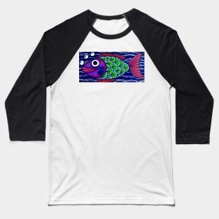 Bright Blue Fish Baseball T-Shirt